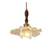 TONFON Lustre de ferme vintage en noyer, suspension en forme de lotus, lampe suspendue for îlot de cuisine, salon, chambre à coucher, chevet, salle à manger, couloir, plafonnier
