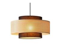 TONFON Lustre de Style Boho avec Panier en Bambou et Cage en rotin for intérieur, café, Lampe Suspendue for Cuisine, îlot, entrée, Salle à Manger, Salle d'étude, Salon, Chambre à Coucher, Bar(50cm)