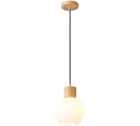 TONFON Lustre de Style scandinave intérieur Lampe en Bois Corps Suspension Abat-Jour en Verre Blanc plafonnier réglable for îlot de Cuisine Salon Chambre Chevet Salle à Manger Couloir