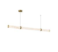 TONFON Lustre en albâtre, suspension linéaire en laiton avec abat-jour en marbre cannelé, lampes suspendues à long tube, lampe suspendue for îlot de cuisine, entrée, salle à manger, bureau, salon