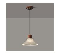 TONFON Lustre industriel vintage en bois avec abat-jour en verre, lampe suspendue décorative en forme d'entonnoir for îlot de cuisine, salon, chambre à coucher, table de chevet, couloir
