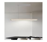 TONFON Lustre LED moderne à intensité variable en acrylique linéaire blanc à LED, lampe suspendue à hauteur réglable for îlot de cuisine, entrée, salle à manger, salle d'étude, salon, bar(120cm)