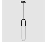 TONFON Lustre nordique en métal en fer Tube en forme de U créatif Suspension moderne Luminaire de plafond à LED réglable for îlot de cuisine Salle à manger Chambre Couloir Bar Salon(Black,Warm light)