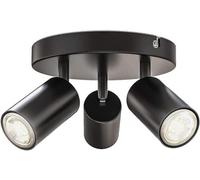 TONFON Plafonnier noir à 3 lumières, éclairage sur rail à LED, têtes de lumière rotatives, plafonnier LED à montage encastré for salon, chambre à coucher, salle à manger, cuisine, couloir, entrée, hal