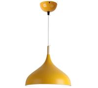 TONFON Restaurant Lustre en métal coloré Éclairage créatif Nordique Lampe Suspendue Décoration d'intérieur Lampe Suspendue à Hauteur réglable for îlot de Cuisine Salon Chambre Chevet(Yellow,32cm)