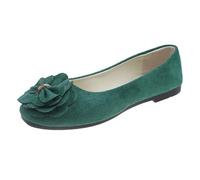Tong Femme Confortable Basket Femme Orthopedique Confortable Women's Flat Shoes Spring Summer and Autumn Lightweight Suede Round Toe Shallow Mouth Soft Bottom Bow Single Shoes Daily Vert 36