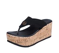 Tong Femme Confortable Chaussures Été Femme Sandale Compensee Sandales Compensees Confortable Mules Été Plateforme Bout Ouvert Rome Chaussures Vintage Pantoufles Pour Plage Vacances Slippers (38)