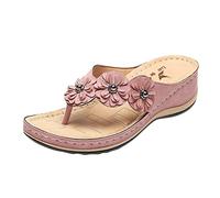 Tong Femme Confortable Chaussures Été Femme Sandale Compensee Sandales Compensees Confortable Mules Été Plateforme Bout Ouvert Rome Chaussures Vintage Pantoufles Pour Plage Vacances Slippers (37)