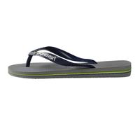 Tong Havaianas - Brasil Logo - Femme - Bout ouvert - Léger et résistant - Gris acier/Bleu marine 39/40