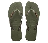 Tong Havaianas Slim Square Logo Metallique Vert Femme - Synthétique - Confort exceptionnel 35/36