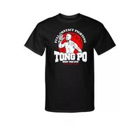 Tong Po Kick Boxer 80s Muay Tai Gym Parody Style Graphic Tee Shirt Black S