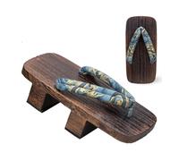 Tong Traditionnelle Japonaise Sabots Chaussures,Sabots antidérapants Loisirs d'été en Dehors la Plage de la Mer Porter des Hommes Deux Dents Sabots Fleurs Concassées Chaussures(Size:27CM,Color:Bleu)