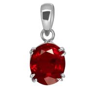 Tongari Panchdhatu Médaillon plaqué argent avec rubis de Birmanie 4 carats