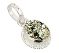Tongari Pendentif ovale en pyrite en pierre brute naturelle 9,00 carats