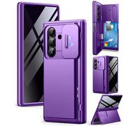 TONGATE Étui portefeuille pour Z Fold 7 avec protection d'écran de confidentialité, [4 porte-cartes] [anti-espion] Grand support intégré et coulissant pour appareil photo Z7 antichoc pour Samsung