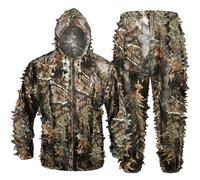 Tongcamo Combinaison Tenue de Chasse Camouflage Ghillie 3D Chasse Vêtements pour la Chasse dans la Jungle, la Photographie de la Faune, l'observation des Oiseaux, Halloween, Le tir