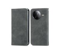 Tongez Etui Pour Xiaomi Redmi K80 Simple Entreprise Antichoc Portefeuille Couverture Rabotant Etui En Cuir Gris