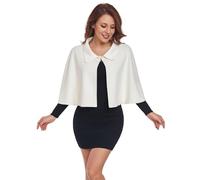 TONGFANTFL Cape courte chaude pour femme, blanc, One Size
