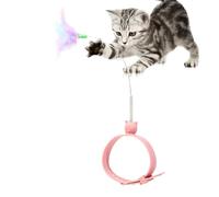 tongfeng pour chat d'intérieur - Jouet à ressort oscillant avec plume - Jouet créatif et confortable pour chat - Fournitures de relaxation avec collier réglable en caoutchouc pour chats