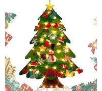 tongfeng Sapin de Noël en feutre à faire soi-même pour enfants avec 21 décorations amovibles avec guirlande lumineuse LED de 3 mètres pour enfants, Nouvel An, maison, porte, fenêtre, décoration de