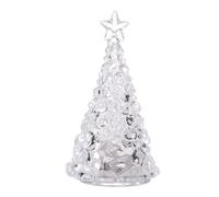 Tongfer Veilleuse en forme de sapin de Noël, étoile à cinq branches en acrylique transparent, petit sapin de Noël en lumineux, fonctionne à piles, lampe de table transparente pour décoration