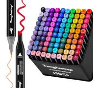 Tongfushop 100 Couleurs Feutre a Alcool Set, Feutres Coloriage Adulte, 2S Séchage Rapide Marqueur Alcool avec Pochette de Transport et Espaceur pour Peinture, Griffonnages, Animation