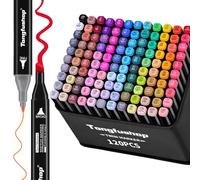 Tongfushop 120 Couleurs Feutre a Alcool, Feutres Coloriage Adulte, Marqueurs à Croquis Double Pointe 2S Séchage Rapide avec Pochette de Transport et Espaceur pour les Débutants Artistes Dessin