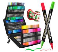 Tongfushop 120 Couleurs Feutre Acrylique, Stylo Acrylique à Double Pointe pour Coloriage Adulte, Marqueur Peinture Acrylic Markers à Base d’Eau pour Pierre, Bois, Toile, Verre, Céramique, Plastique