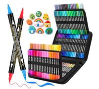 Tongfushop 120 Couleurs Feutre Acrylique, Stylo Acrylique à Double Pointe pour Coloriage Adulte, Marqueur Peinture Acrylic Markers à Base d’Eau pour Pierre, Bois, Toile, Verre, Céramique, Plastique