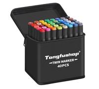 Tongfushop 40+2 Feutre a Alcool, Séchage sûr et Rapide Feutres Coloriage Adulte, Marqueurs de Dessin avec Sac en Tissu Portable et Base, pour Artistes et Adultes à Colorier