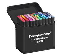 Tongfushop 60+2 Feutre a Alcool, Séchage sûr et Rapide Feutres Coloriage Adulte, Marqueurs de Dessin avec Sac en Tissu Portable et Base, pour Artistes et Adultes à Colorier