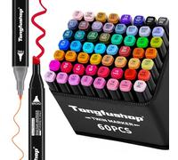 Tongfushop 60 Couleurs Feutre a Alcool, Feutres Coloriage Adulte, Marqueurs Double Pointe avec Pochette de Transport et Espaceur, Séchage Rapide Marqueur Permanent pour Animation Art Esquisse