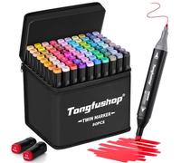 Tongfushop 80+2 Feutre a Alcool, Marqueurs à Double Pointe Séchage Rapide en 2 Seconde, Feutres Coloriage Adulte pour le Dessin, Conception, Rendu, Lettre, Affiche, Entretoises Anti infiltration