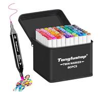 Tongfushop 80+2 Feutre a Alcool, Séchage sûr et Rapide Feutres Coloriage Adulte, Marqueurs de Dessin avec Sac en Tissu Portable et Base, pour Artistes et Adultes à Colorier