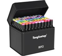 Tongfushop 80+2 Feutre a Alcool, Séchage sûr et Rapide Feutres Coloriage Adulte, Marqueurs de Dessin avec Sac en Tissu Portable et Base, pour Artistes et Adultes à Colorier