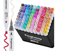 Tongfushop 80 Couleurs Feutre a Alcool Set, Feutres Coloriage Adulte, 2S Séchage Rapide Marqueur Alcool avec Pochette de Transport et Espaceur pour Peinture, Griffonnages, Animation