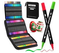 Tongfushop Feutre Acrylique, 72 Double Pointe Acrylic Marker avec Fine & Pinceau, Marqueur Acrylique Intensément Pigmentés à Séchage Rapide pour Adulte l'Art DIY sur Bois, Toile, Céramique & Verre