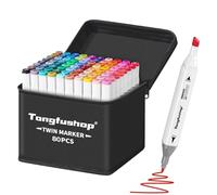 Tongfushop Feutres Alcool, 80 Couleurs Feutre a Alcool Pointe Double, 2S Séchage Rapide Marqueur avec Pochette de Transport et Espaceur, Feutre Coloriage Adulte pour Croquis Coloriage Calligraphie