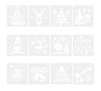 TONGIHS 12 Pièces Pochoir Noel, Pochoirs de Dessin, Pochoir Peinture en Plastique, pour les décorations de fenêtres, ornements de portes, étiquettes cadeaux de Noël, la fabrication de cartes de vœux