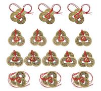 TONGIHS 15 Pièces Pièces de Monnaie Chinoises,pour la prospérité,Rouge | Cuivre&Polyester,Diamètre d'environ 2,3 cm,5 modèles,Livrés avec un cordon rouge,pour Sur la porte,Dans une pièce,Au bureau