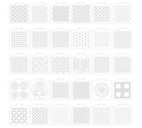 TONGIHS 30 Pièces Ensemble de pochoirs Sashiko, pour Quilt À La Main, Blanc | 12×12cm,PET,30 modèles,Résistant,Facile à nettoyer,Permet de créer ses propres motifs,Compatible avec de nombreux tissus