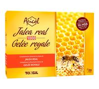 Apicol Gelée Royale Lyophilisée 20 ampoules de 1000mg de Api-Nature - Teneur garantie en min. 5% 10-HDA, Acide Gras Exclusif et Paramètre Révélateur de sa Fraîcheur et de sa Qualité | de Api-Nature