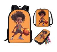 Tongluoye Ensemble sac à dos d'école et sac à déjeuner pour filles africaines de 8 à 10 ans et 12 à 14 ans - Sac à dos pour étudiante - 43,2 cm - Boîte à déjeuner - Trousse à crayons