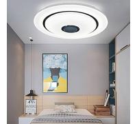 TONGNIDA 30W dimmable RGB plafonnier musical avec télécommande et ilink app Chanfrein quatre lignes d'argent star light encastré plafonnier diamètre 28CM LED Hall light