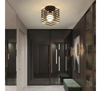 TONGNIDA Modern Creative Square Stripe Iron plafonnier E26/E27 noir industriel semi encastré plafonnier rustique extrêmement simple pour entrée, porche, cuisine