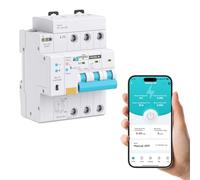 TONGOU Disjoncteur WiFi RCBO 3P 63 A 30 mA - Disjoncteur FI type A pour la maison et les prises - Icu10ka - Montage DIN - Télécommande intelligente