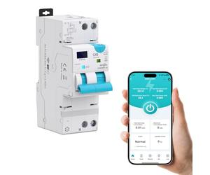 TONGOU RCBO Intelligent Interrupteur Différentiel 1P+N WIFI/TUYA App，Disjoncteur Fi Automatique Réarmable Type AC 6kA, Protection contre les surintensités et fuites Rail din (1-40A/ 30-100mA)