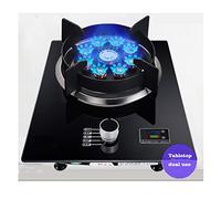 TONGRENYUYI Table De Cuisson À Gaz 32 Cm, Brûleur Wok À Anneau De Feu Convertible NG/LPG, Plaque De Cuisson en Verre Trempé Noir avec Protection Contre L'extinction, Minuterie (Color : A, Size : LPG)