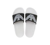 Tongs à enfiler Emporio Armani Beachwear pour hommes blancs et noirs 45