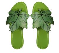 Tongs à motif de feuille pour femme - Sandales plates tendance pour femme - Légères et amusantes - Bout ouvert - Chaussures d'été décontractées à enfiler pour un confort polyvalent en plein air, Vert